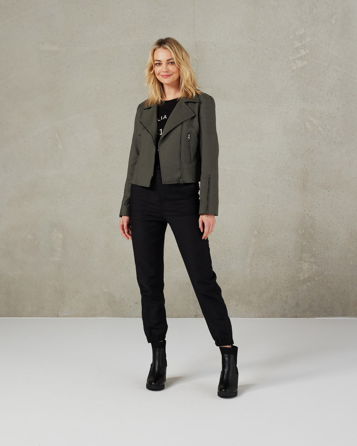 Plain Biker Jacket - Slate Green