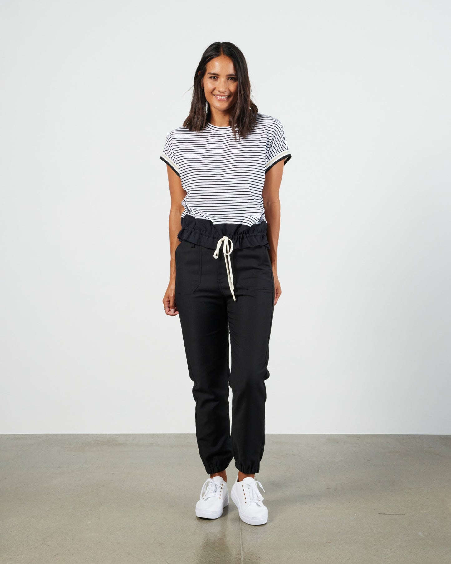 Zara Top - White/Black Stripe