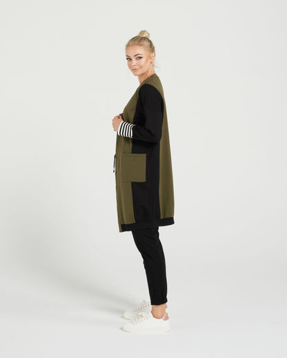 Theory Cardi - Olive/Black