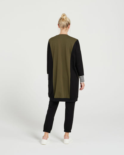 Theory Cardi - Olive/Black