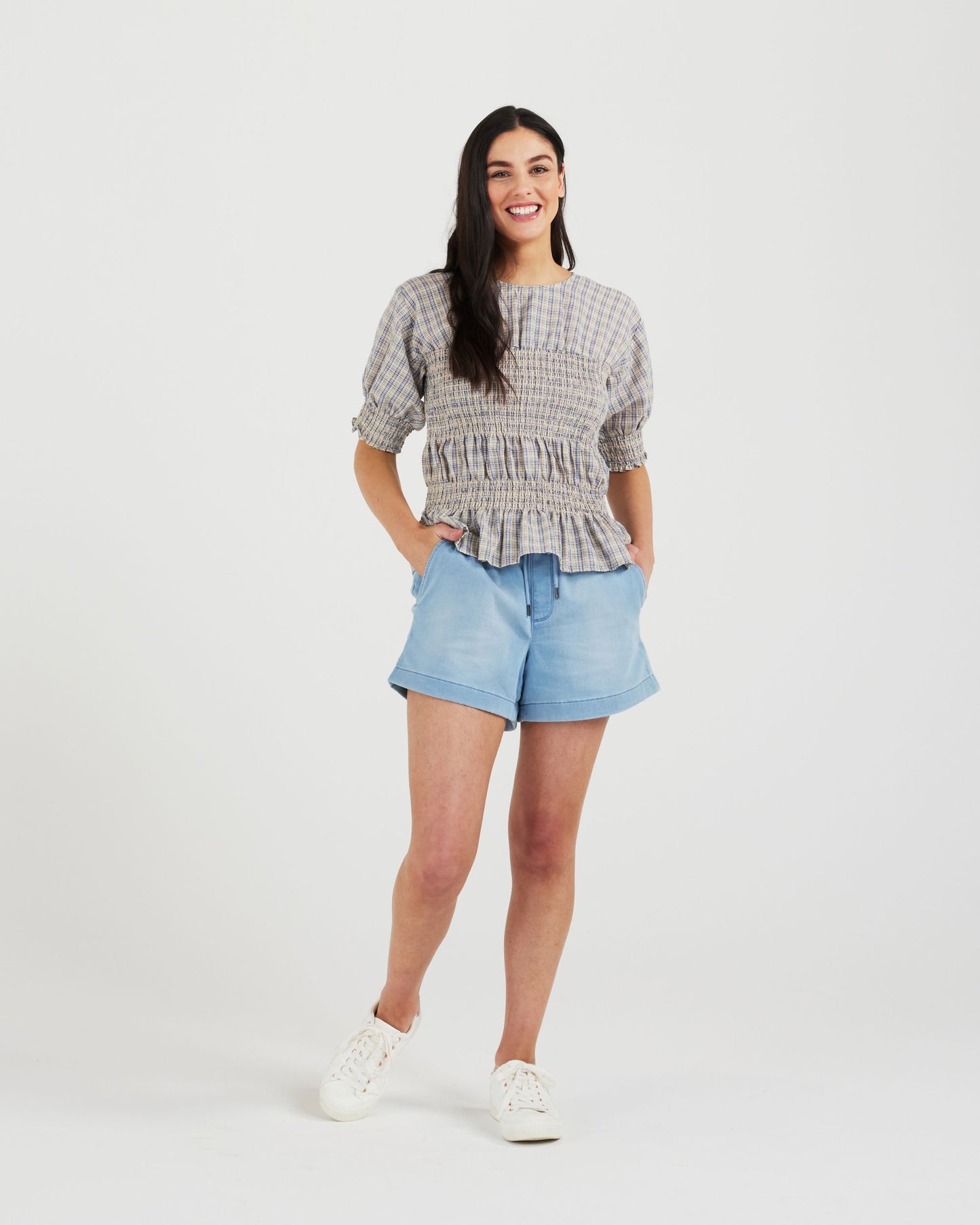 Cara Top (blue plaid)