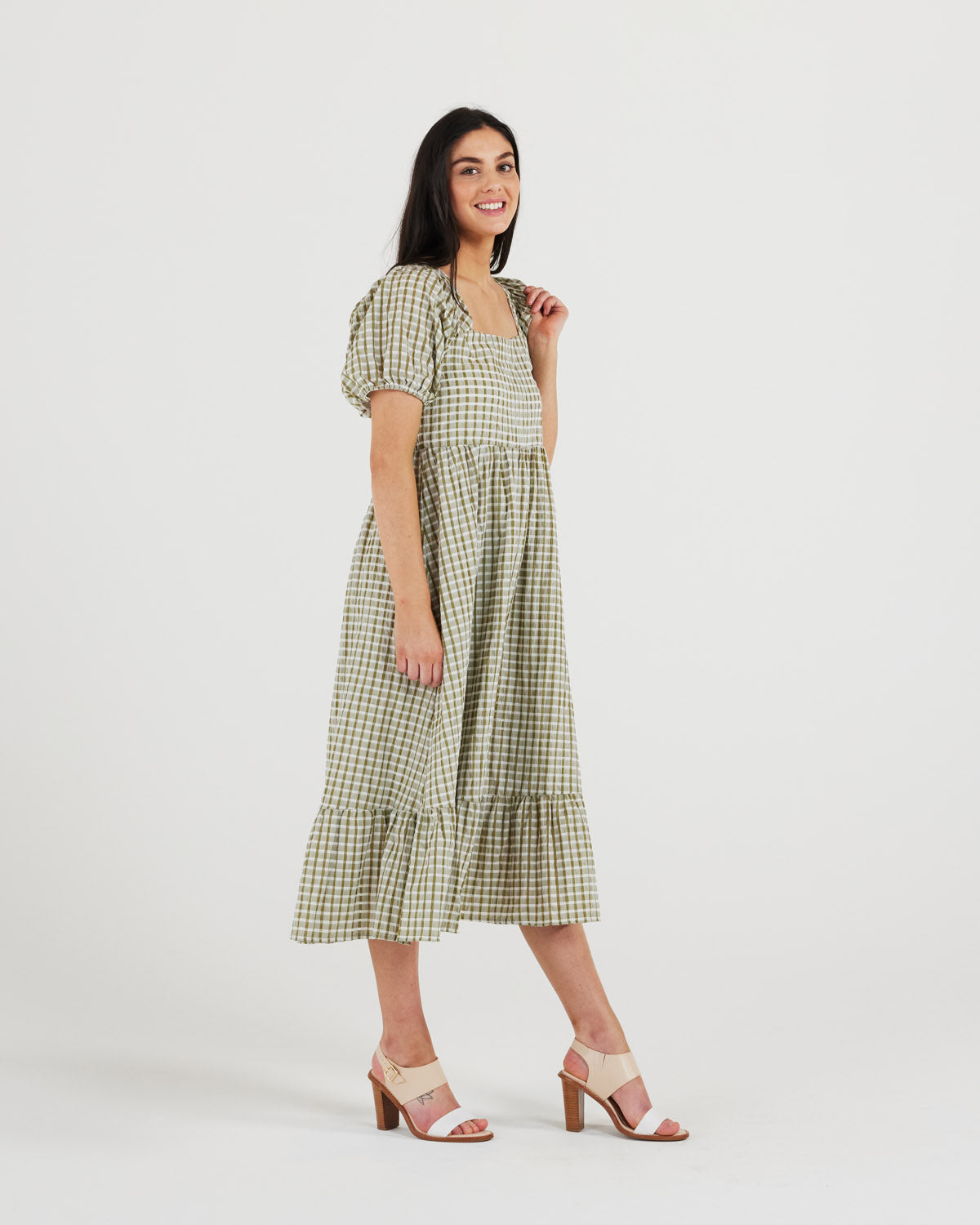 Gia Dress (olive/white)