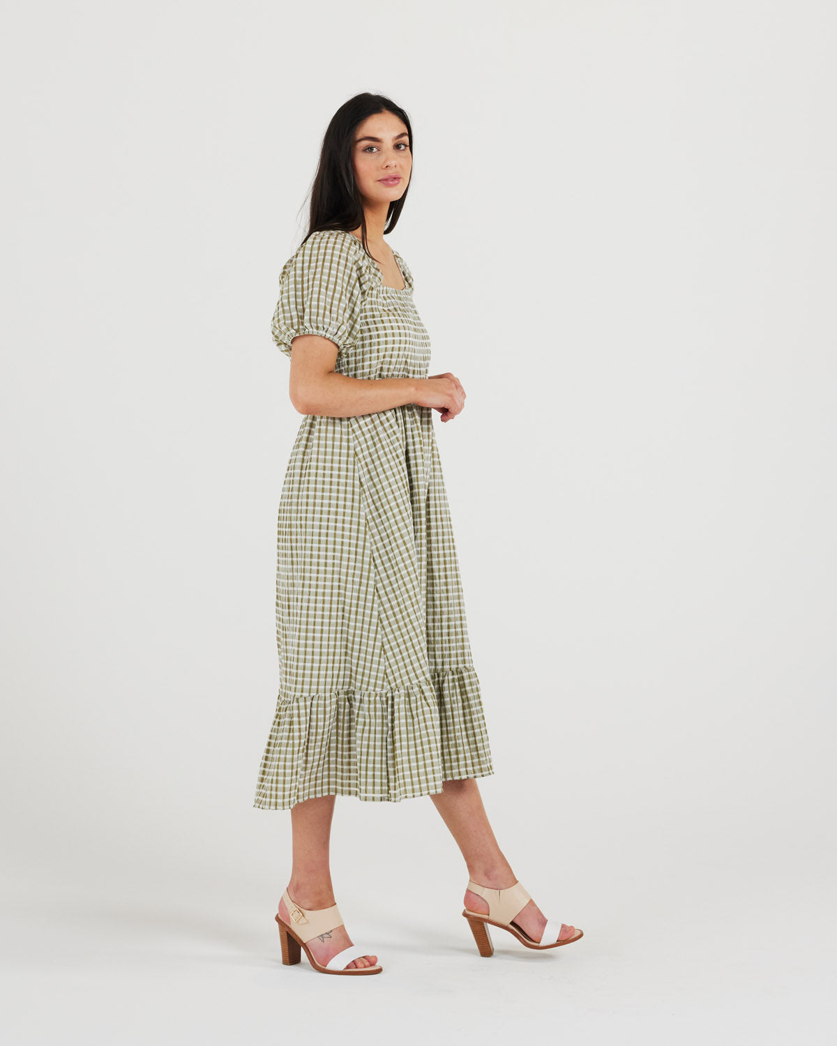 Gia Dress (olive/white)
