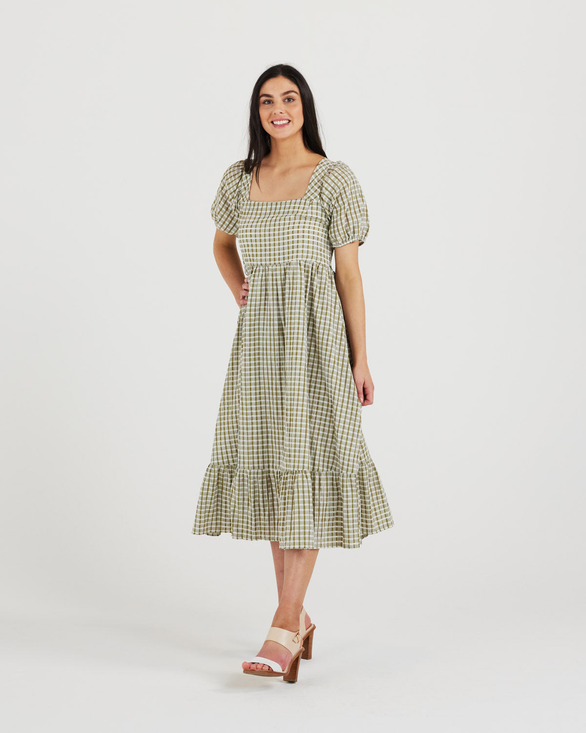 Gia Dress (olive/white)