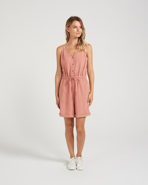 Celine Playsuit - Pink gingham