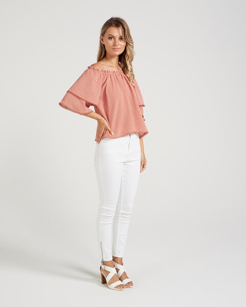 Easton Top - Pink gingham