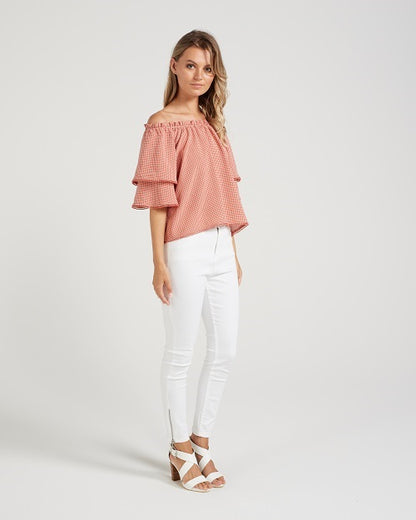 Easton Top - Pink gingham