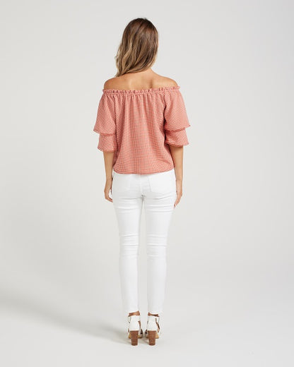 Easton Top - Pink gingham